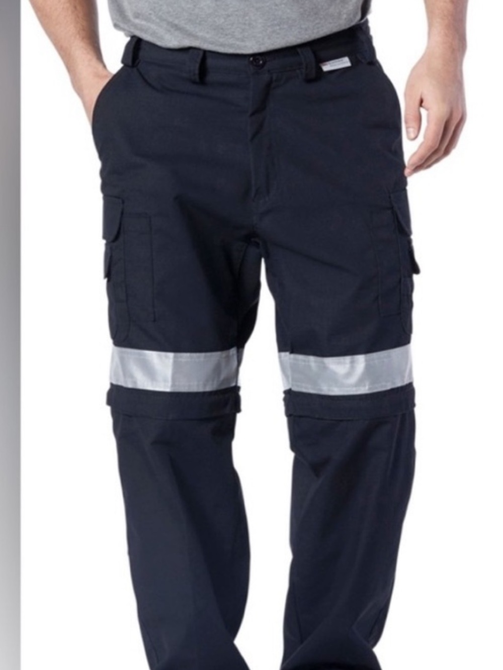 Men's Reflective Cargo Work Pants - Navy cool works. 34x32